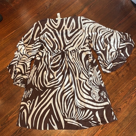 Diane von Furstenberg women’s brown and white zebra coverup Size P - Picture 5 of 5